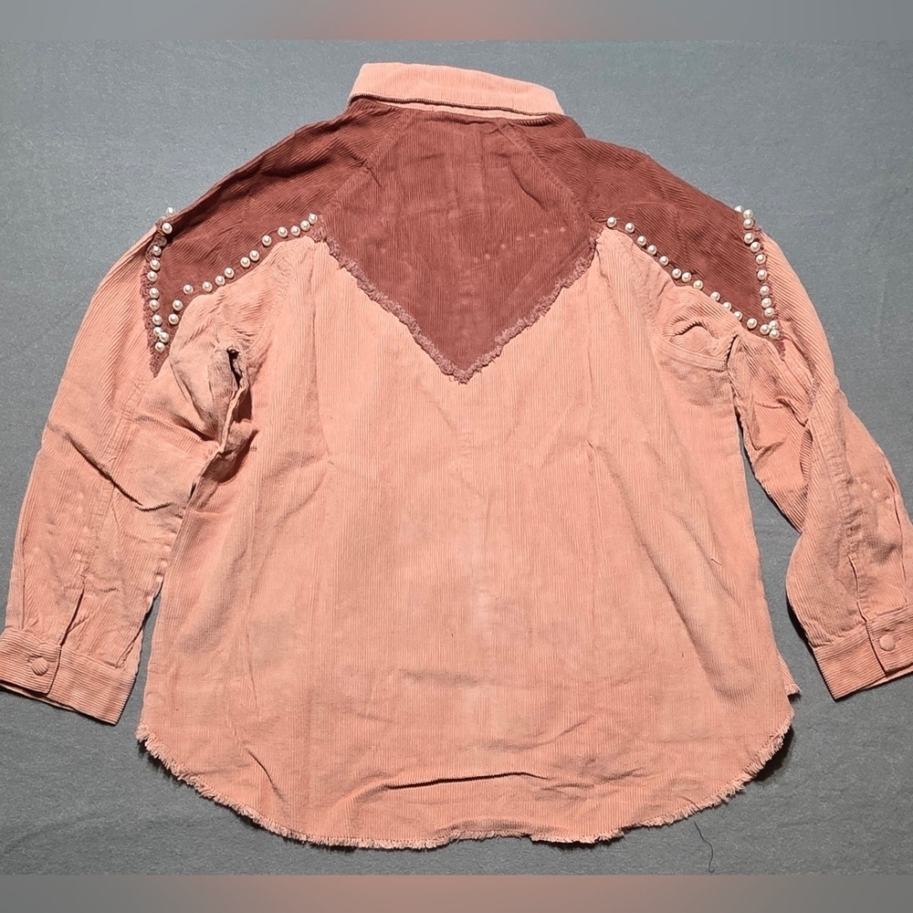 Fantastic Fawn New In Poly Bag Pink Pearl Corduroy Jacket Large Oversized PTP 26 - Picture 3 of 6